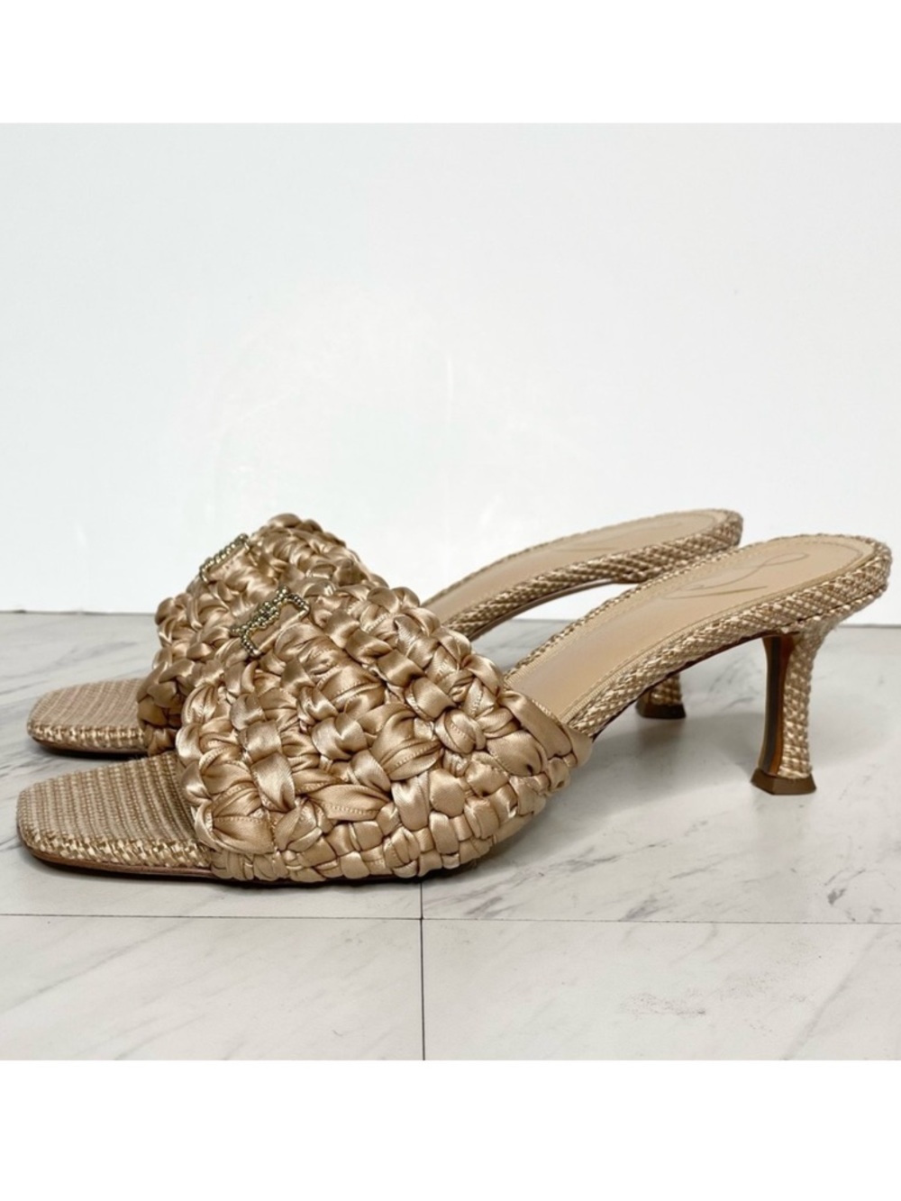 Sam Edelman Paisley Tan Square Toe Kitten Heel Mule 10M